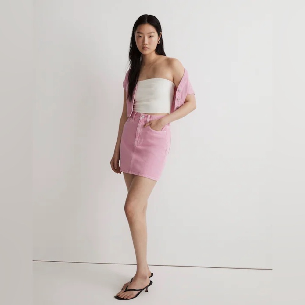 Madewell Pink Denim Mini Skirt - Light Pink